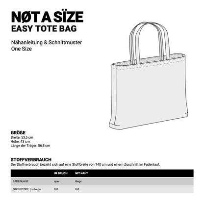 Details und Maße zum easy tote bag Schnittmuster.