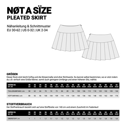 Größentabelle zum Faltenrock