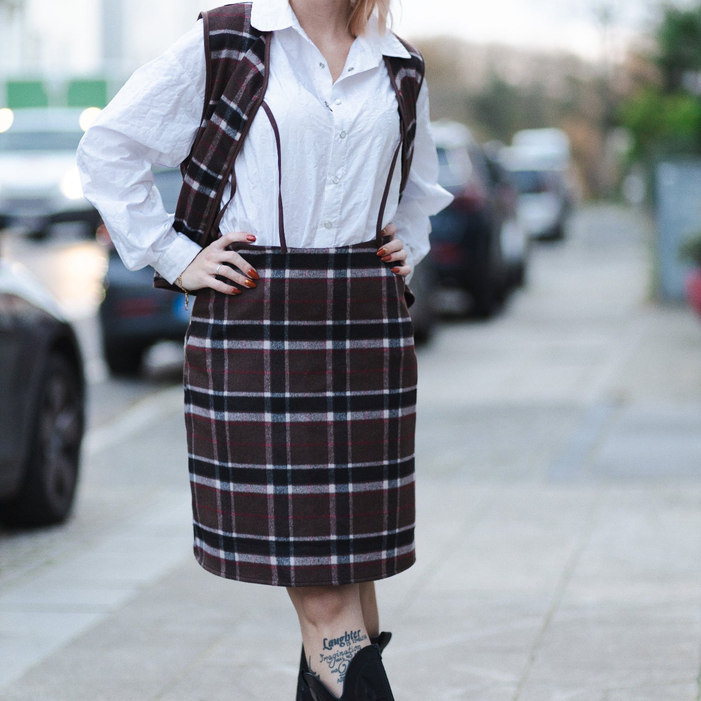 Karierter infinity slip skirt in mini Länge.